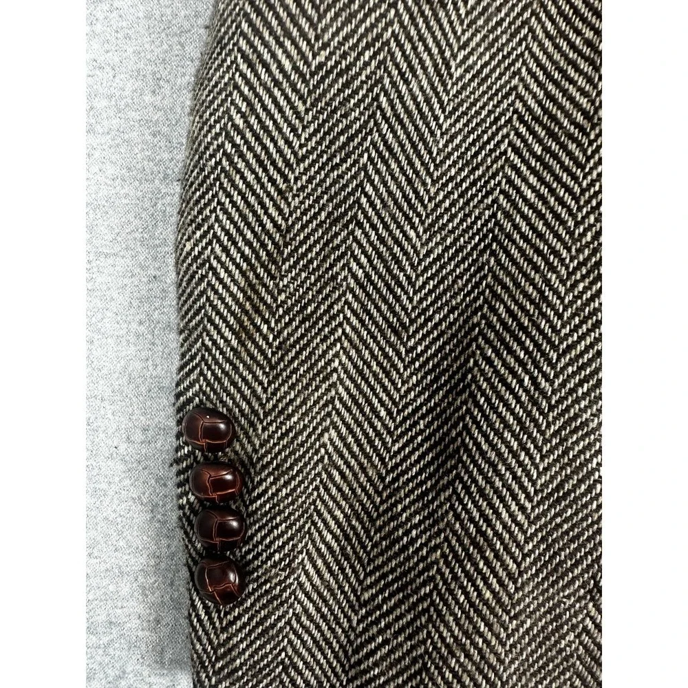 Vintage‎ Joe Namath Blazer Mens 42R Brown Herringbone Tweed Sport Coat 90s